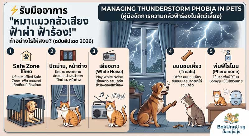 หมาแมว กลัวเสียง ฟ้าร้อง ฟ้าผ่า