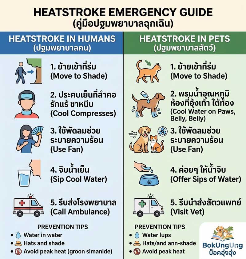 วิธีปฐมพยาบาล Heatstroke เบื้องต้นทั้งคนและสัตว์เลี้ยง ในวันที่อากาศแตะ 40 องศา